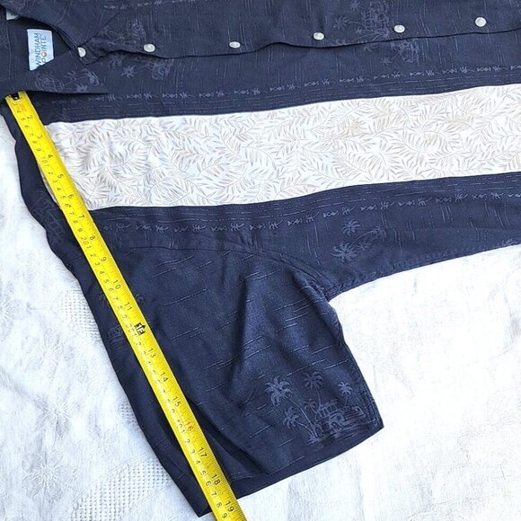 VTG Windham Pointe Cuban Black Striped Palm Print Mens Sz M Button-up Shirt - Picture 6 of 9